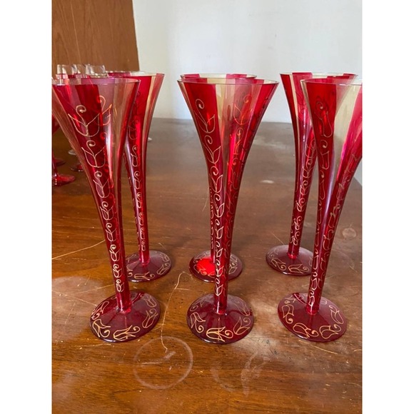 Pier one set of six champagne glasses hand painted